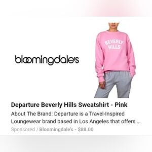 NWT/DEPARTURE Beverly Hills Sweatshirt In Pink Large